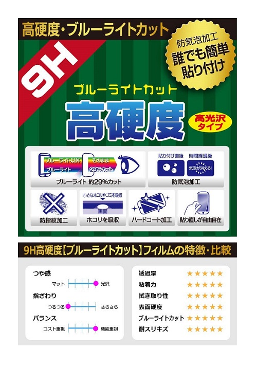 カメラでひらめきパッド保護フィルム②9H高硬度ブルーライトカット保護フィルム